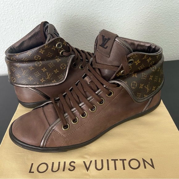 Louis Vuitton Brown Monogram Canvas & Leather Brea Lace up Sneakers - Picture 1 of 16
